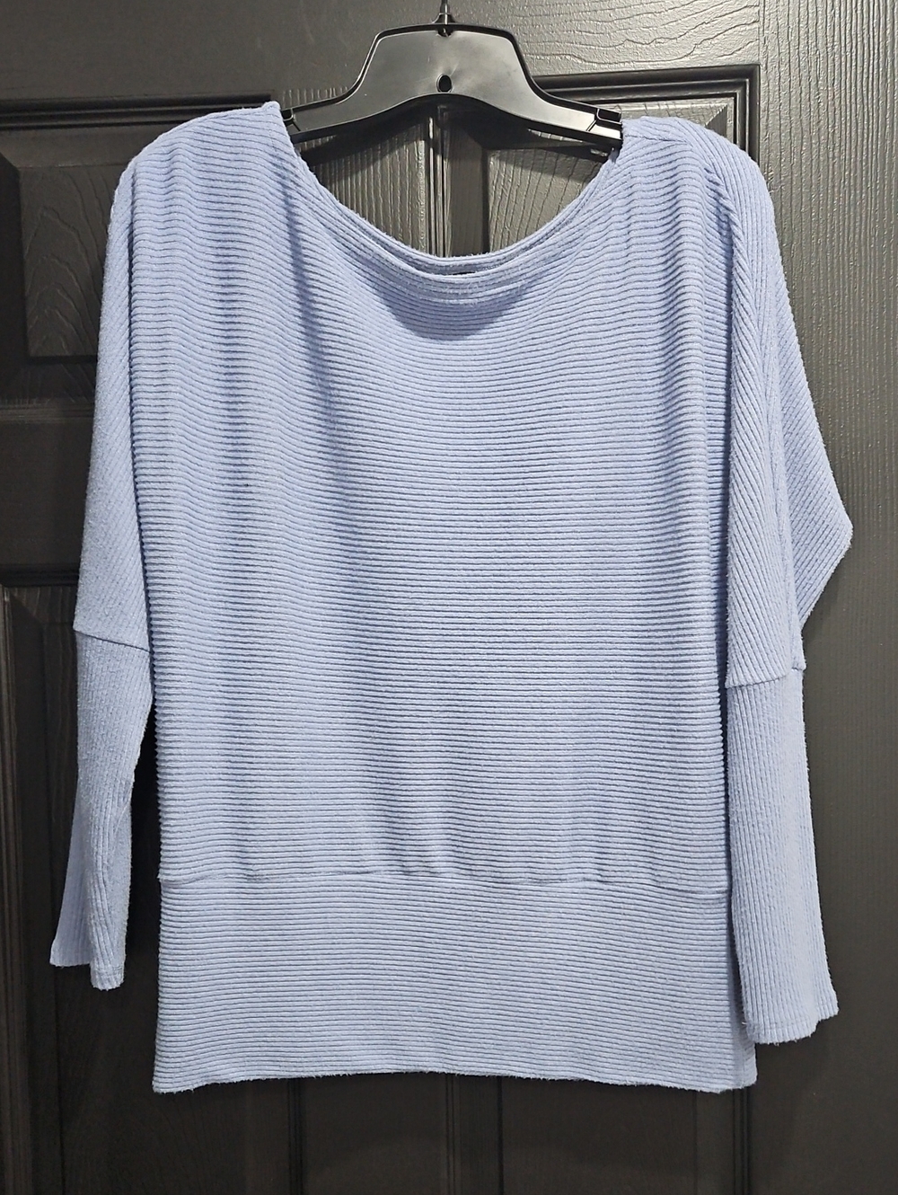 White House Black Market Light Blue Ribbed Boatneck Sweater